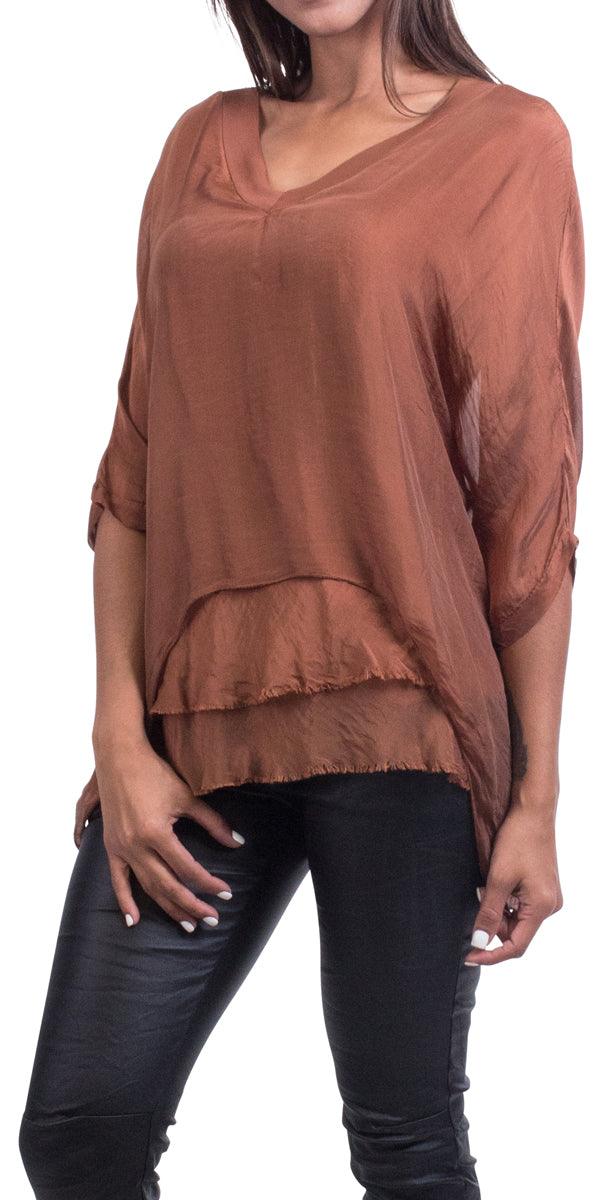 Diana Top - Gigi Moda - Made in Italy # 100% Silk, Blouse, free shipping, Gigi Moda, italian top, Made in Italy, OS, resort, resort wear, Silk, Top, washable