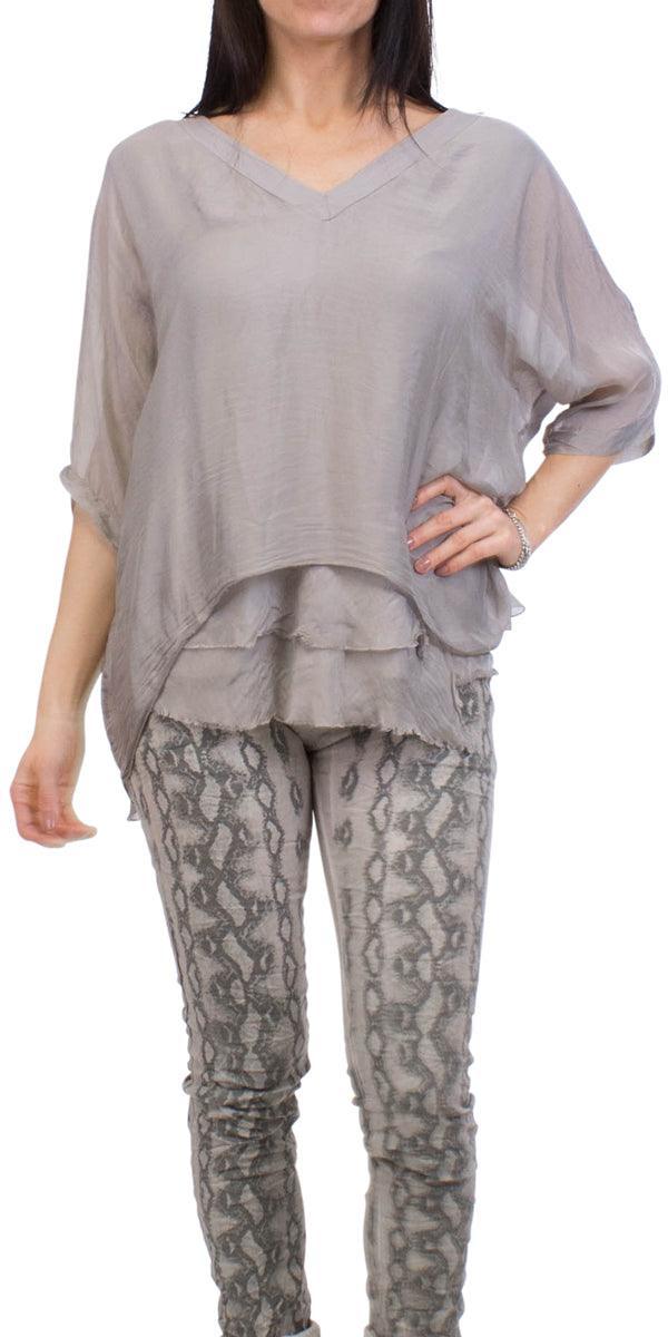 Diana Top - Gigi Moda - Made in Italy # 100% Silk, Blouse, free shipping, Gigi Moda, italian top, Made in Italy, OS, resort, resort wear, Silk, Top, washable