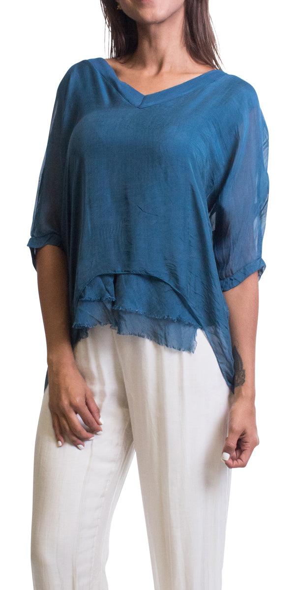 Diana Top - Gigi Moda - Made in Italy # 100% Silk, Blouse, free shipping, Gigi Moda, italian top, Made in Italy, OS, resort, resort wear, Silk, Top, washable