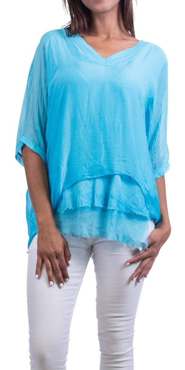 Diana Top - Gigi Moda - Made in Italy # 100% Silk, Blouse, free shipping, Gigi Moda, italian top, Made in Italy, OS, resort, resort wear, Silk, Top, washable