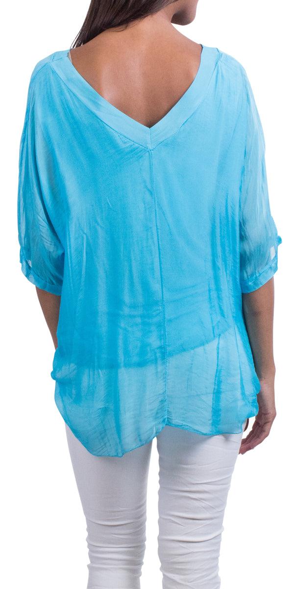 Diana Top - Gigi Moda - Made in Italy # 100% Silk, Blouse, free shipping, Gigi Moda, italian top, Made in Italy, OS, resort, resort wear, Silk, Top, washable