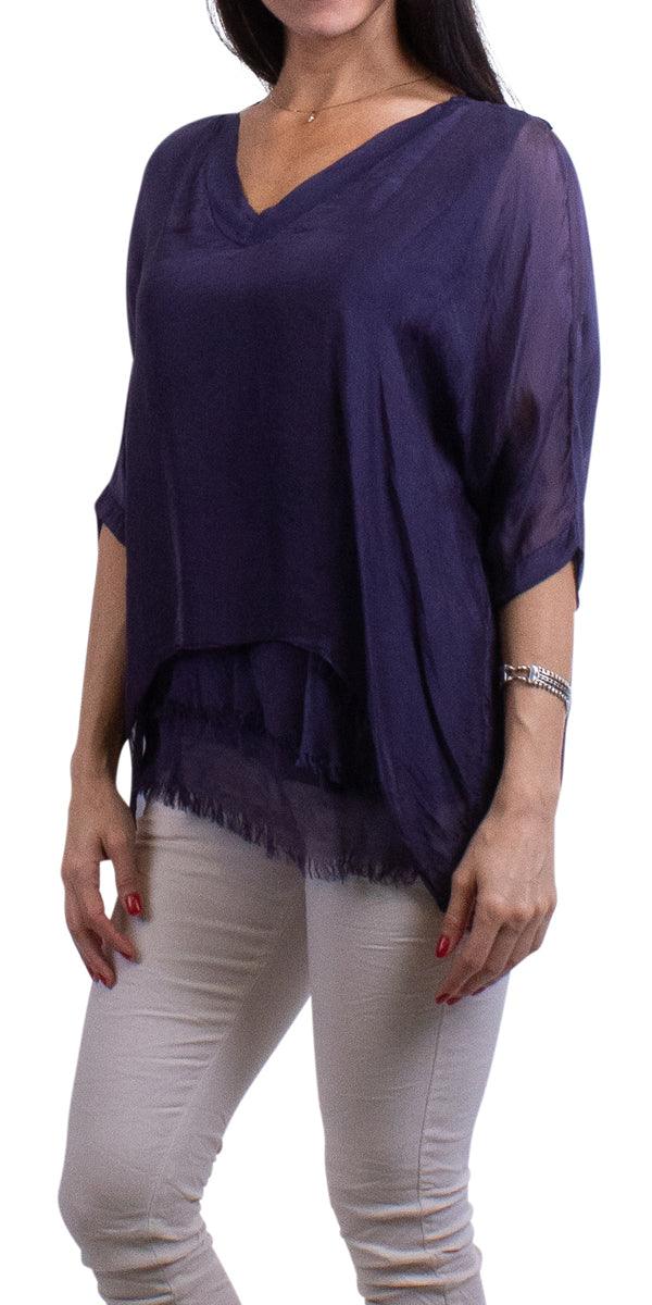 Diana Top - Gigi Moda - Made in Italy # 100% Silk, Blouse, free shipping, Gigi Moda, italian top, Made in Italy, OS, resort, resort wear, Silk, Top, washable