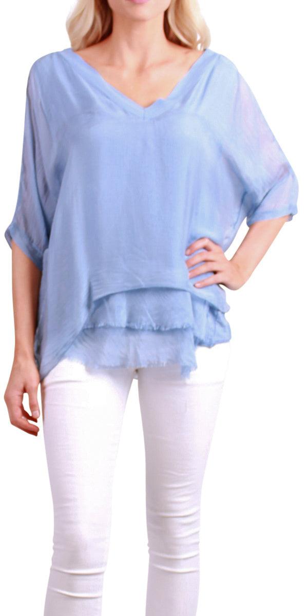 Diana Top - Gigi Moda - Made in Italy # 100% Silk, Blouse, free shipping, Gigi Moda, italian top, Made in Italy, OS, resort, resort wear, Silk, Top, washable