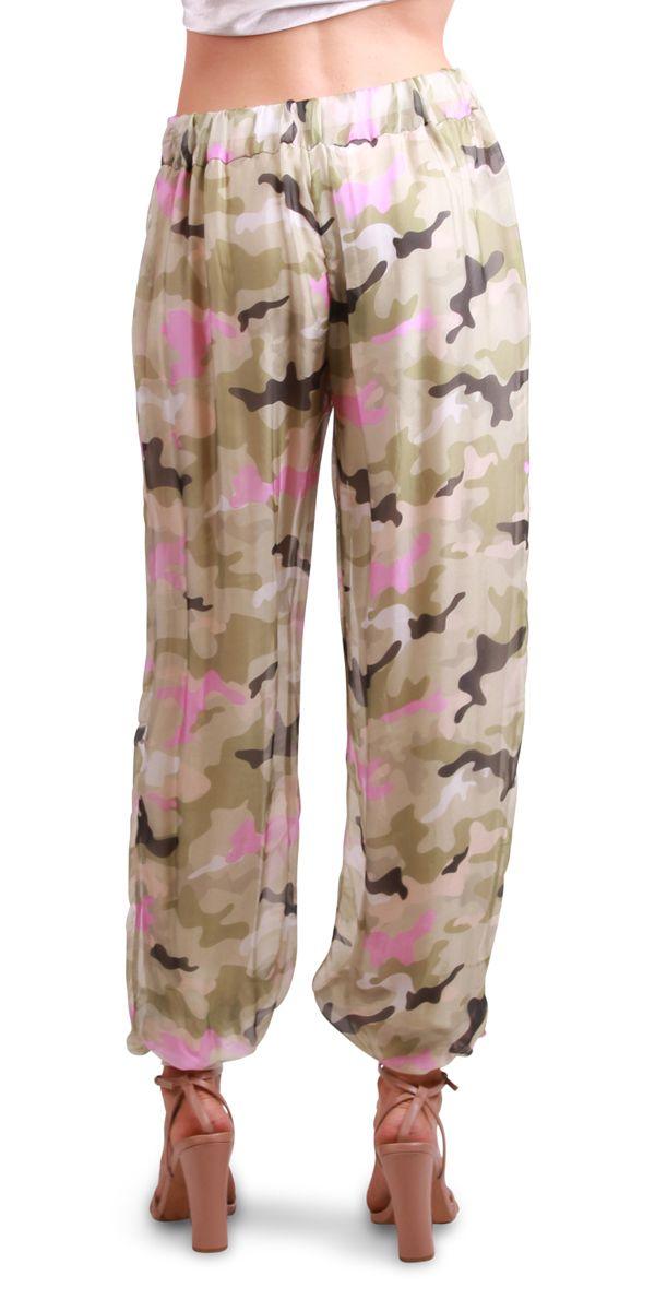 Petrella Camo Jogger Pant - Gigi Moda - Made in Italy # 100% Silk, Made in Italy, Pants, resort wear, Silk, spring, summer
