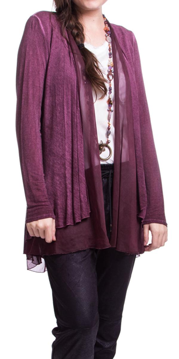 Pia Cardigan - Gigi Moda - Made in Italy # Cardigan, fall, Gigi Moda, italian top, Jacket, Knit, Made in Italy, one size, OS, resort wear, Ruffle, Silk, Sleeves, spring, summer, washable