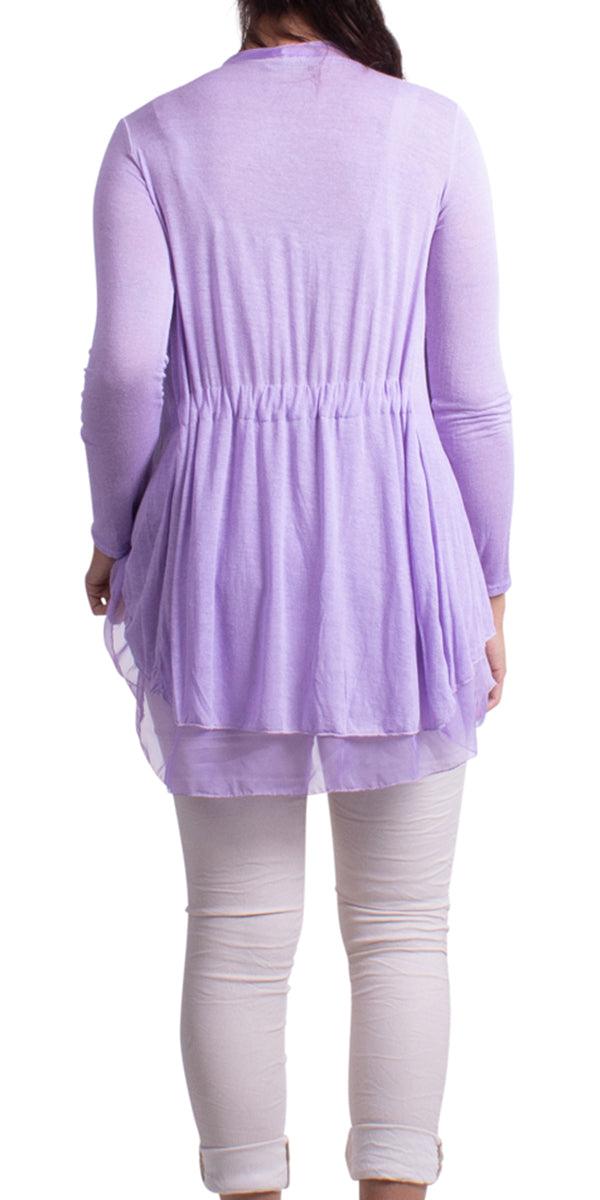 Pia Cardigan - Gigi Moda - Made in Italy # Cardigan, fall, Gigi Moda, italian top, Jacket, Knit, Made in Italy, one size, OS, resort wear, Ruffle, Silk, Sleeves, spring, summer, washable