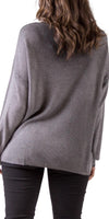 Carlito Knit Sweater - Shop Gigi Moda - Made in Italy # Gigi Moda, knit blouse, knit sweater, Long Sleeve, Made in Italy, silver accents, striped, sweater, top, V-Neck, v-neck top