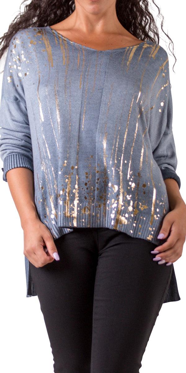 Oro Knit Sweater - Gigi Moda - Made in Italy # Gigi Moda, Gold, knit blouse, knit sweater, Long Sleeve, Made in Italy, sweater, top