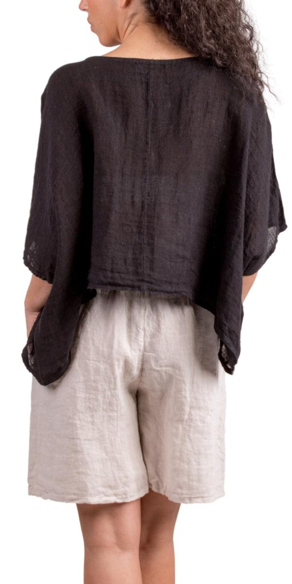 Linen Crop Top - Gigi Moda - Made in Italy # 100% Linen, Blouse, Crop Top, free shipping, Gigi Moda, italian top, Linen, Made in Italy, shop gigi moda, short sleeve, short sleeve top, Top