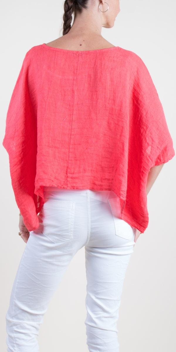 Linen Crop Top - Gigi Moda - Made in Italy # 100% Linen, Blouse, Crop Top, free shipping, Gigi Moda, italian top, Linen, Made in Italy, shop gigi moda, short sleeve, short sleeve top, Top