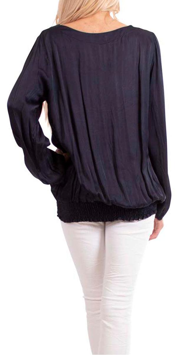 Segonia Blouse - Gigi Moda - Made in Italy # blouse, free shipping, gigi moda, Long Sleeve, Made in Italy, resort, resort wear, silk, Taupe, v-neck top, viscose