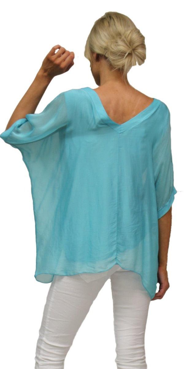 Lizane Blouse - Gigi Moda - Made in Italy # 100% Silk, Black, Blouse, blue, clothing for women, Comfortable, comfy, cream, double V neck, Gigi Moda, gigi moda. made in italy, gigimoda, italian blouse, italian boutique, italian brand, italian clothes, Italian Clothing, italian silk, layered, Layers, Made in Italy, one size, online shopping, OS, pink, resort, resort wear, shop gigi moda, shop online, Silk, silk blouse, Top, v-neck, washable, white
