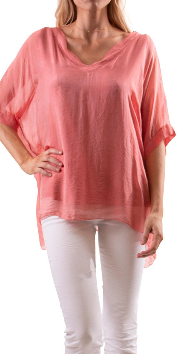 Lizane Blouse - Gigi Moda - Made in Italy # 100% Silk, Black, Blouse, blue, clothing for women, Comfortable, comfy, cream, double V neck, Gigi Moda, gigi moda. made in italy, gigimoda, italian blouse, italian boutique, italian brand, italian clothes, Italian Clothing, italian silk, layered, Layers, Made in Italy, one size, online shopping, OS, pink, resort, resort wear, shop gigi moda, shop online, Silk, silk blouse, Top, v-neck, washable, white