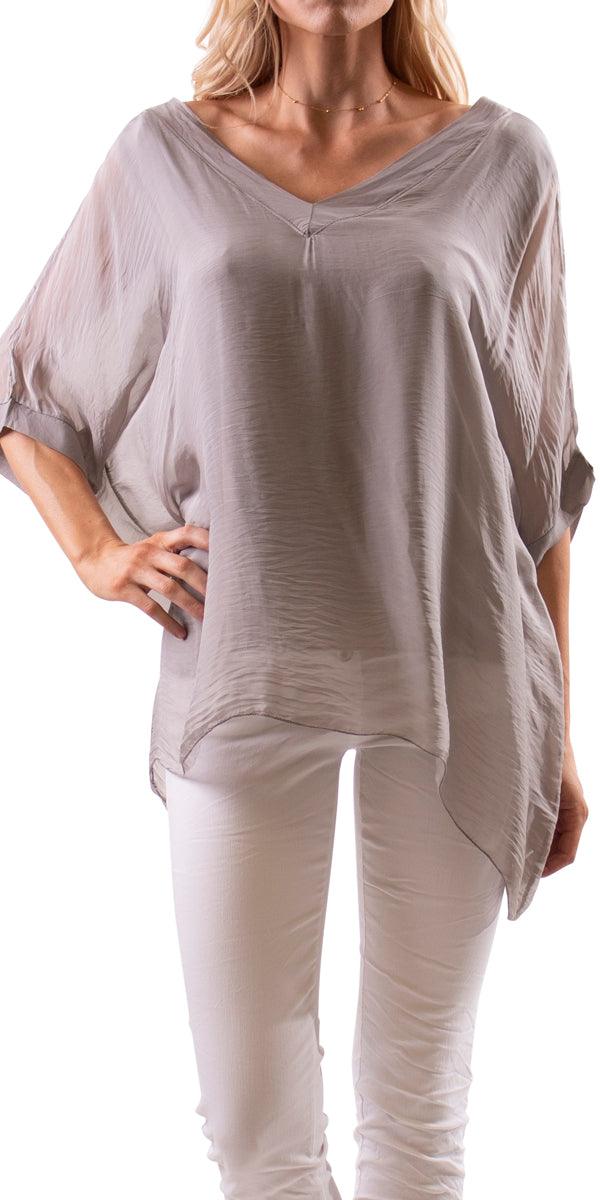 Lizane Blouse - Gigi Moda - Made in Italy # 100% Silk, Black, Blouse, blue, clothing for women, Comfortable, comfy, cream, double V neck, Gigi Moda, gigi moda. made in italy, gigimoda, italian blouse, italian boutique, italian brand, italian clothes, Italian Clothing, italian silk, layered, Layers, Made in Italy, one size, online shopping, OS, pink, resort, resort wear, shop gigi moda, shop online, Silk, silk blouse, Top, v-neck, washable, white