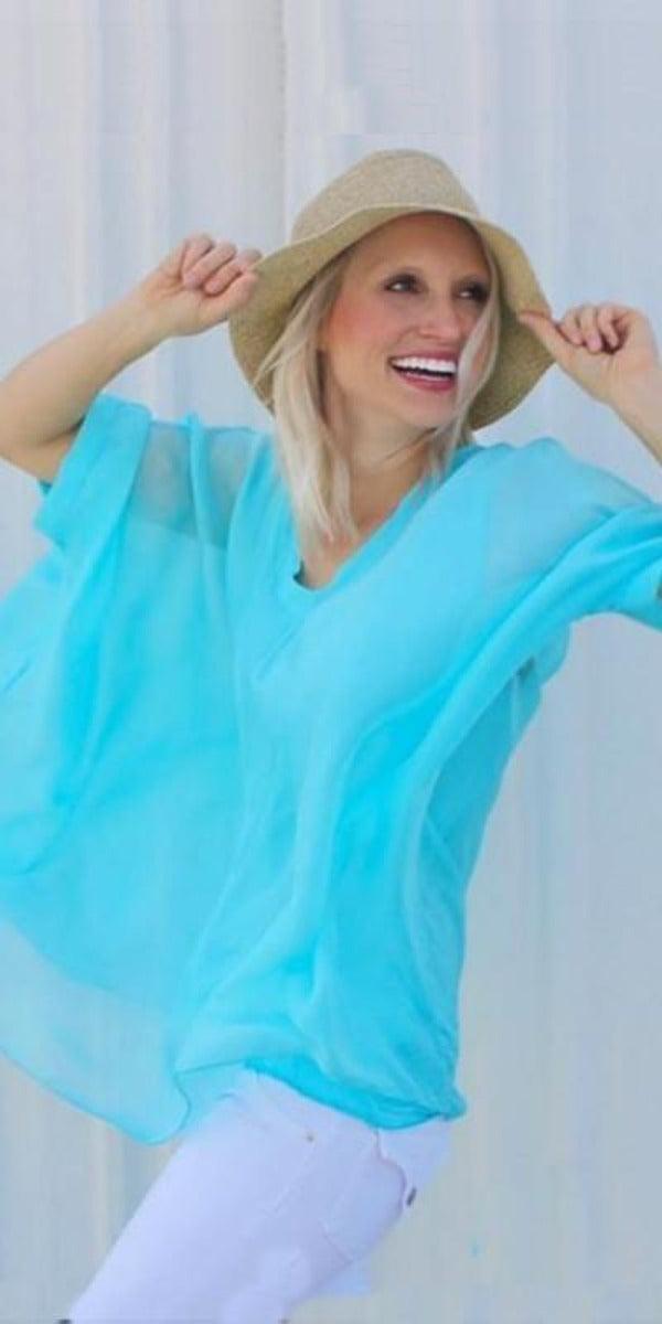 Lizane Blouse - Gigi Moda - Made in Italy # 100% Silk, Black, Blouse, blue, clothing for women, Comfortable, comfy, cream, double V neck, Gigi Moda, gigi moda. made in italy, gigimoda, italian blouse, italian boutique, italian brand, italian clothes, Italian Clothing, italian silk, layered, Layers, Made in Italy, one size, online shopping, OS, pink, resort, resort wear, shop gigi moda, shop online, Silk, silk blouse, Top, v-neck, washable, white