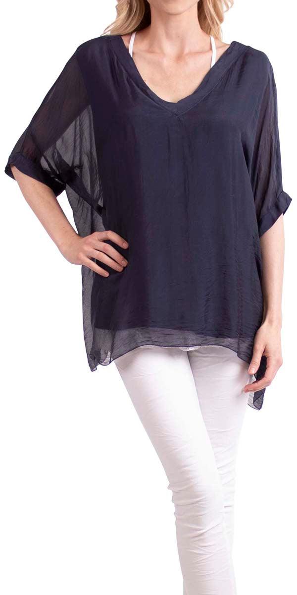 Lizane Blouse - Gigi Moda - Made in Italy # 100% Silk, Black, Blouse, blue, clothing for women, Comfortable, comfy, cream, double V neck, Gigi Moda, gigi moda. made in italy, gigimoda, italian blouse, italian boutique, italian brand, italian clothes, Italian Clothing, italian silk, layered, Layers, Made in Italy, one size, online shopping, OS, pink, resort, resort wear, shop gigi moda, shop online, Silk, silk blouse, Top, v-neck, washable, white