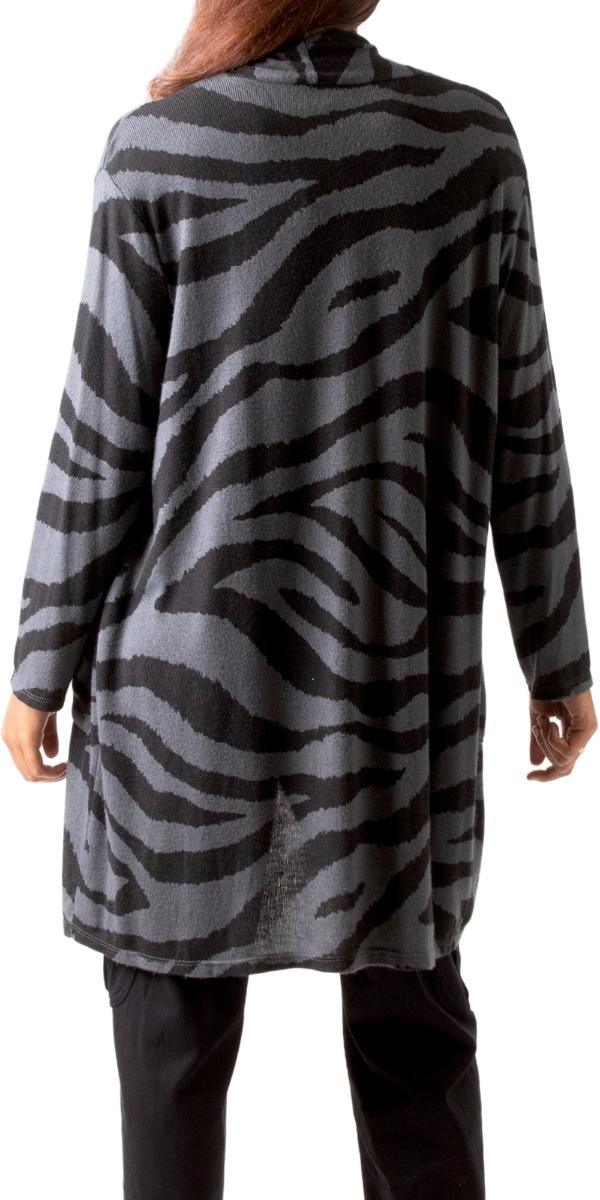 Zebra Knit Cardigan - Gigi Moda - Made in Italy # Cardigan, front pockets, Gigi Moda, Jacket, Knit, Knit Cardigan, knit sweater, Long Knit, Made in Italy, OS, Pockets, Sweater, two pockets, zebra print