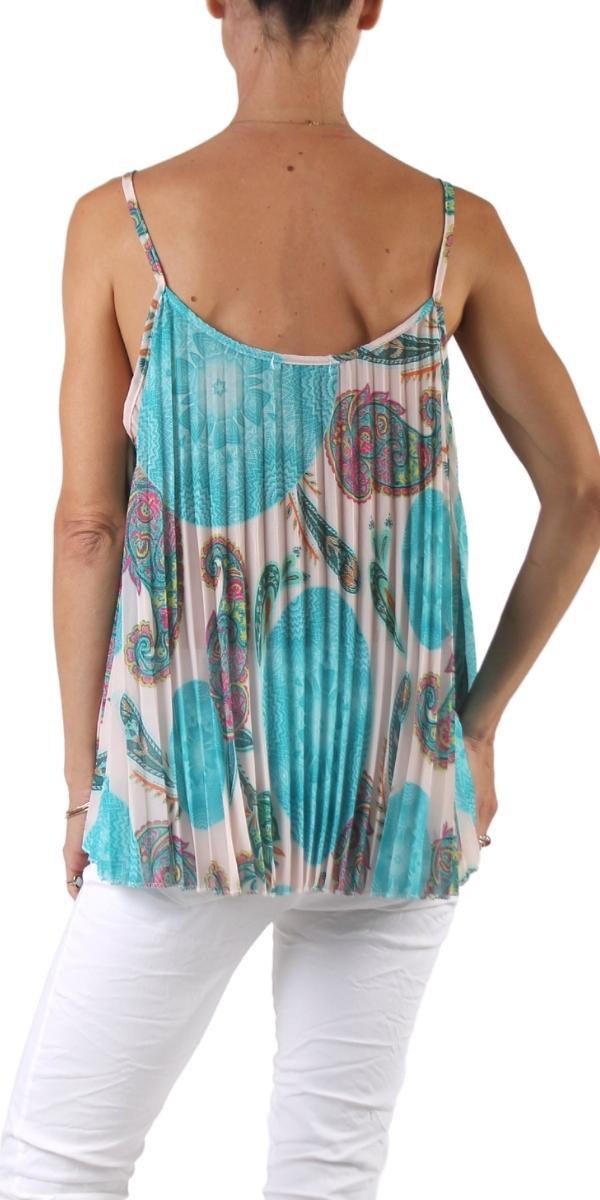 Edie Tank - Gigi Moda - Made in Italy # comfortable, comfy top, Gigi Moda, italian tank top, Made in Italy, OS, paisley print, pleated, resort wear, SPRING TOP, tank, Tank Top, viscose