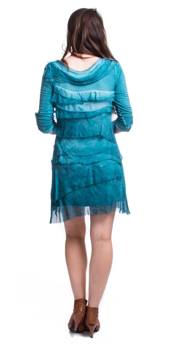 Siena Sleeve Dress - Gigi Moda - Made in Italy # 100% Silk, Dress, hand wash, italien dress, layered, Long Sleeve, Made in Italy, one size, OS, Ruffle, Sleeves, washable, washed