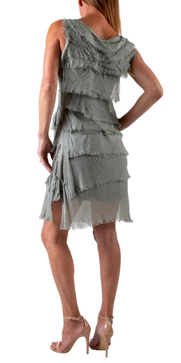 Siena Sleeveless Dress - Gigi Moda - Made in Italy # 100% Silk, ASSYMETRICAL RUFFLE DRESS, Dress, Gigi Moda, Made in Italy, MOB DRESS, MOD, MOG, MOG DRESS, MOTHER OF GROOM DRESS, MOTHER OF THE BRIDE DRESS, one size, OS, RUFFLE DRESS ITALY, RUFFLED DRESS, ruffles, RUFFLES DRESS, Silk, Sleeveless, SLEEVELESS DRESS, TIERED RUFFLED DRESS