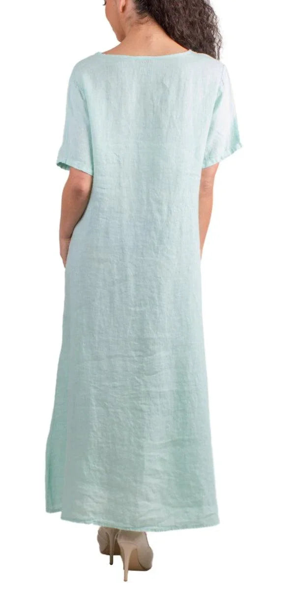 knee length dresses for ladies Maxi linen dress AGRA in White main image 0