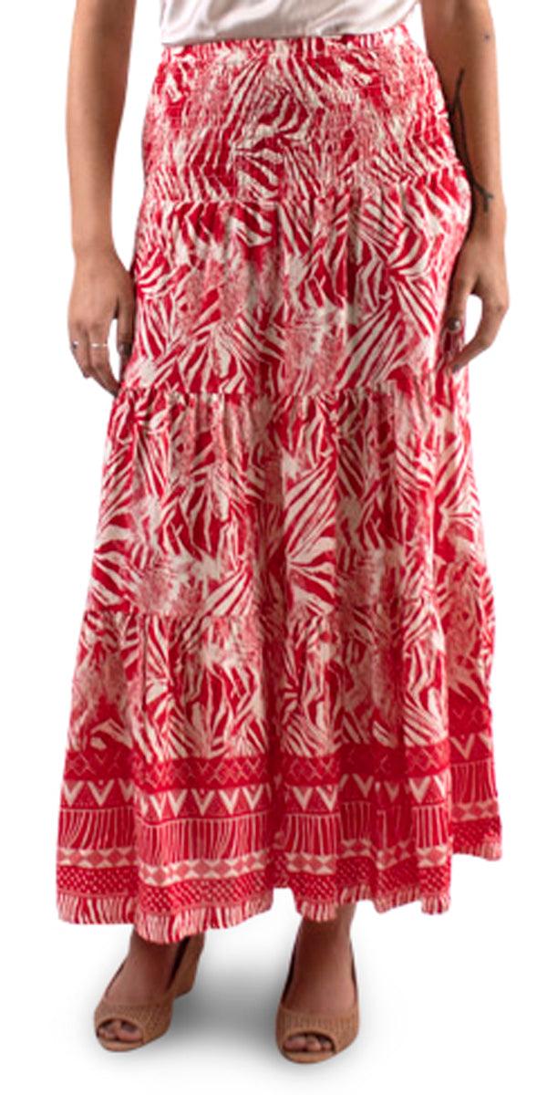 Tribale Maxi Skirt - Gigi Moda - Made in Italy # elastic waist, gigi moda, Made in Italy, ruched, Skirt, spring, spring skirt, summer, tribal print