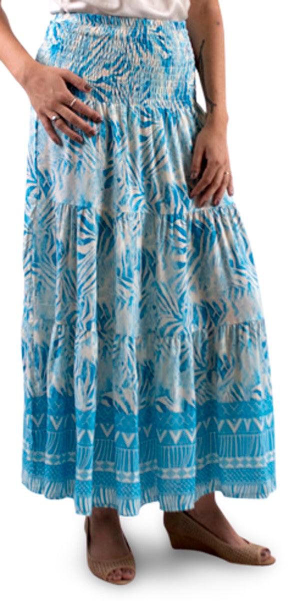 Tribale Maxi Skirt - Gigi Moda - Made in Italy # elastic waist, gigi moda, Made in Italy, ruched, Skirt, spring, spring skirt, summer, tribal print
