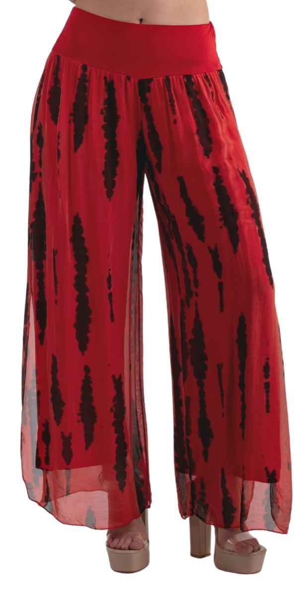 Jasmin Stripe Tie-Dye slit Pant - Gigi Moda - Made in Italy # 100% Silk, italian silk, italiansilk, Silk, silk pants, stripe, stripes, Tie Dye