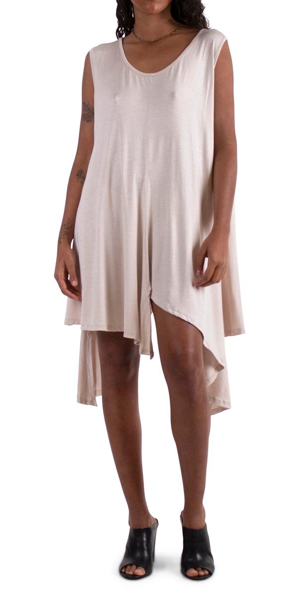 Squalo Jersey Tank Dress - Gigi Moda - Made in Italy # dress, gigi moda, jersey, loungewear, sharkbite hemline, shirt dress, sleeveless, soft, tank dress, viscose