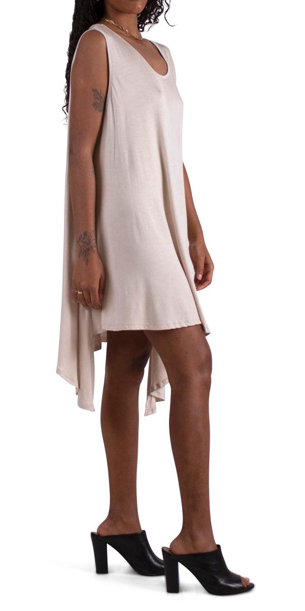 Squalo Jersey Tank Dress - Gigi Moda - Made in Italy # dress, gigi moda, jersey, loungewear, sharkbite hemline, shirt dress, sleeveless, soft, tank dress, viscose