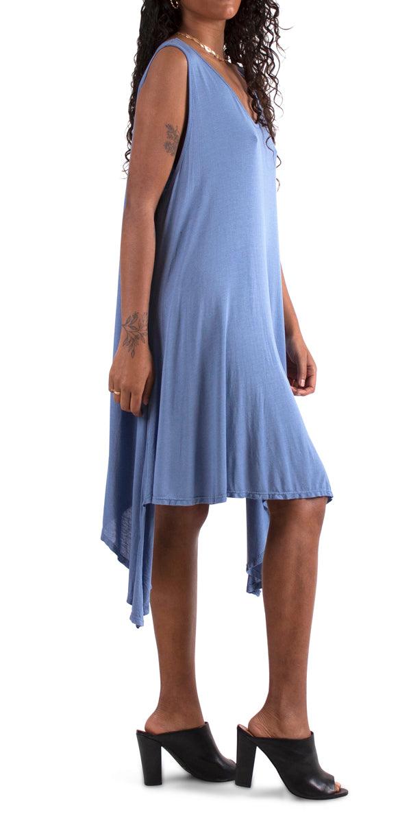 Squalo Jersey Tank Dress - Gigi Moda - Made in Italy # dress, gigi moda, jersey, loungewear, sharkbite hemline, shirt dress, sleeveless, soft, tank dress, viscose