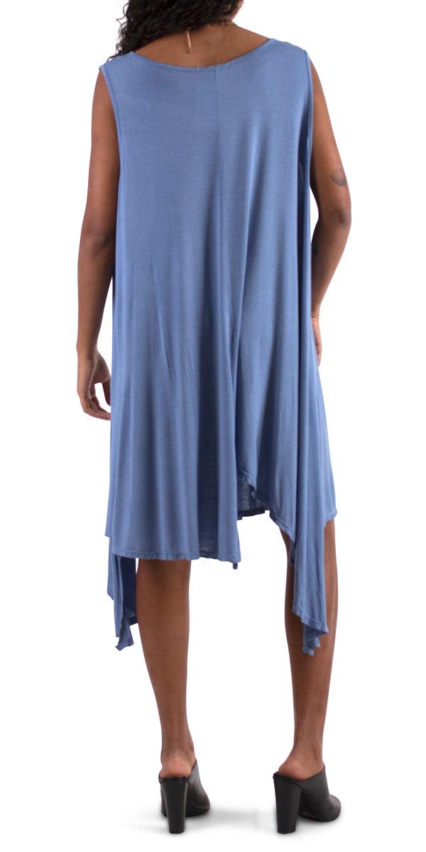 Squalo Jersey Tank Dress - Gigi Moda - Made in Italy # dress, gigi moda, jersey, loungewear, sharkbite hemline, shirt dress, sleeveless, soft, tank dress, viscose