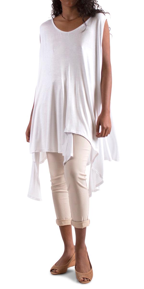 Squalo Jersey Tank Dress - Gigi Moda - Made in Italy # dress, gigi moda, jersey, loungewear, sharkbite hemline, shirt dress, sleeveless, soft, tank dress, viscose