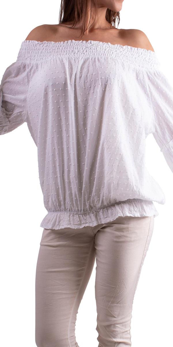 Lipari Blouse - Gigi Moda - Made in Italy # Blouse, Cotton, Gigi Moda, italian top, Made in Italy, one size, OS, resort, resort wear, summer, Top, washable