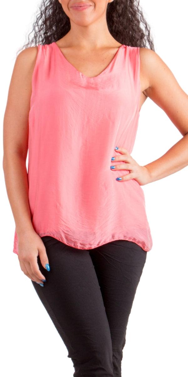 Fernanda Silk Top - Gigi Moda - Made in Italy # 100% Silk, Blouse, italian blouse, italian tank top, italian top, Made in Italy, OS, resort wear, Silk, silk blouse, silk tank, Sleeveless, sleeveless top, Tank Top, Top