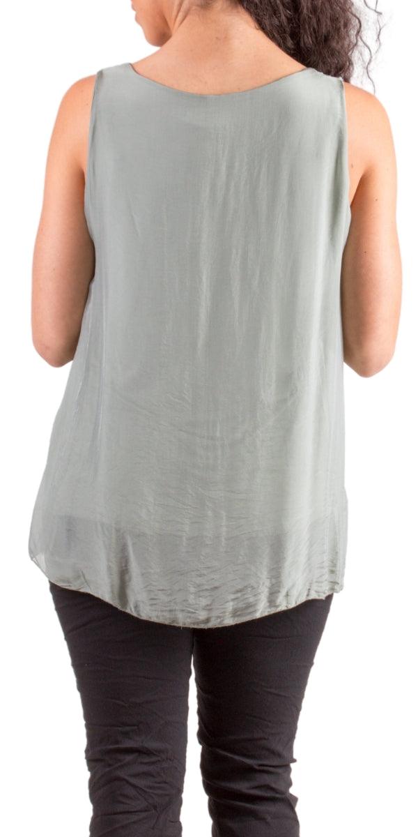 Fernanda Silk Top - Gigi Moda - Made in Italy # 100% Silk, Blouse, italian blouse, italian tank top, italian top, Made in Italy, OS, resort wear, Silk, silk blouse, silk tank, Sleeveless, sleeveless top, Tank Top, Top