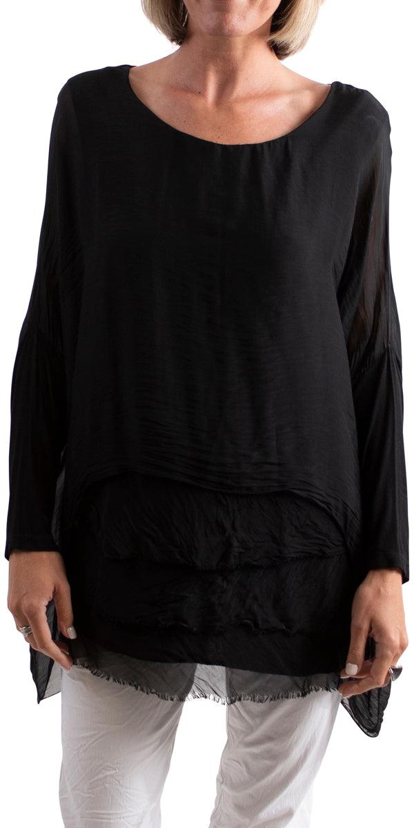 Sarno Silk Kaftan - Gigi Moda - Made in Italy # Comfortable fit, Cotton, Linen, made in italy, Short Sleeve top, Womens Clothing, Womens Tops