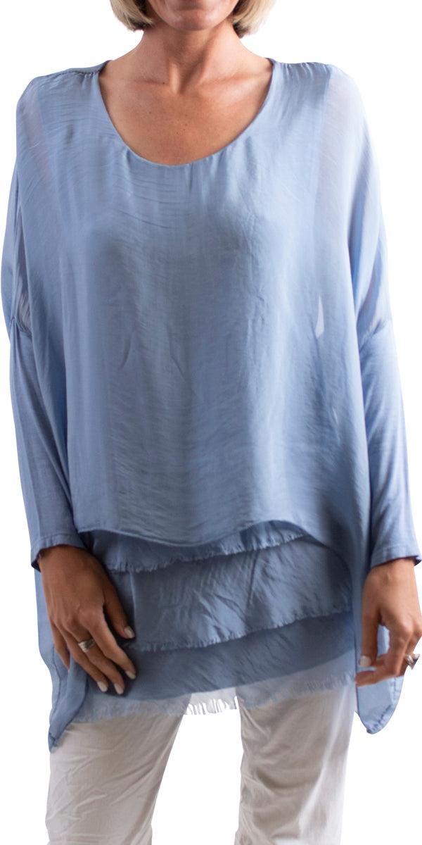 Sarno Silk Kaftan - Gigi Moda - Made in Italy # Comfortable fit, Cotton, Linen, made in italy, Short Sleeve top, Womens Clothing, Womens Tops