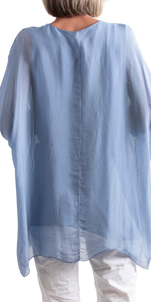 Sarno Silk Kaftan - Gigi Moda - Made in Italy # Comfortable fit, Cotton, Linen, made in italy, Short Sleeve top, Womens Clothing, Womens Tops