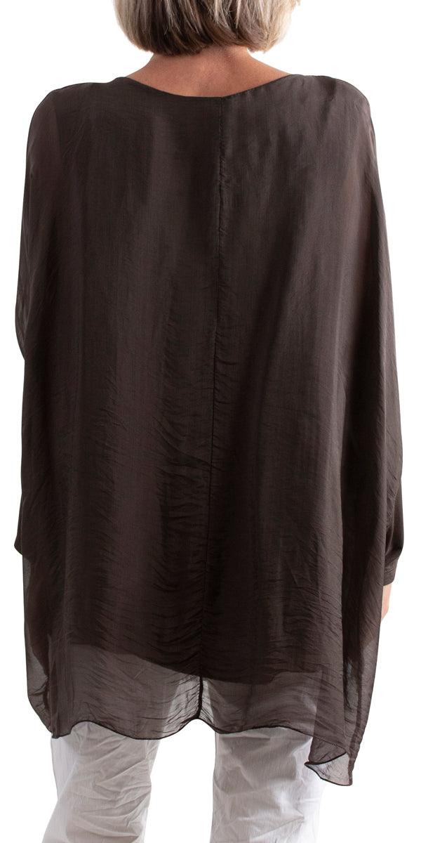 Sarno Silk Kaftan - Gigi Moda - Made in Italy # Comfortable fit, Cotton, Linen, made in italy, Short Sleeve top, Womens Clothing, Womens Tops