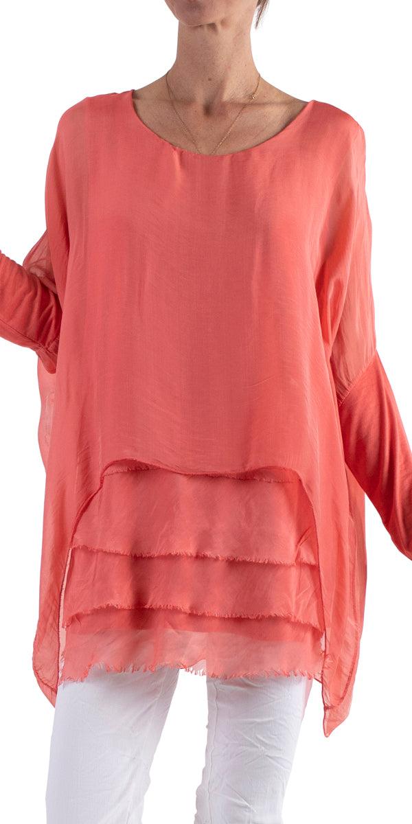 Sarno Silk Kaftan - Gigi Moda - Made in Italy # Comfortable fit, Cotton, Linen, made in italy, Short Sleeve top, Womens Clothing, Womens Tops