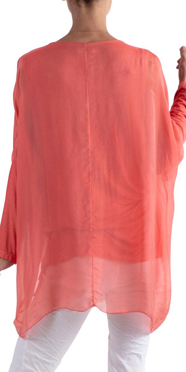Sarno Silk Kaftan - Gigi Moda - Made in Italy # Comfortable fit, Cotton, Linen, made in italy, Short Sleeve top, Womens Clothing, Womens Tops