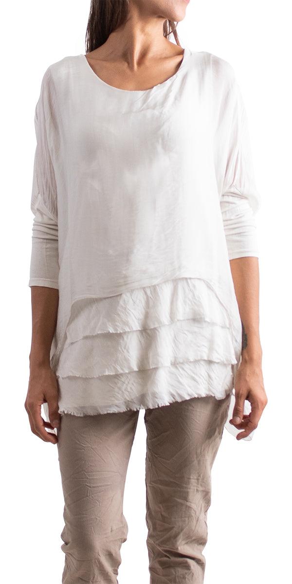 Sarno Silk Kaftan - Gigi Moda - Made in Italy # Comfortable fit, Cotton, Linen, made in italy, Short Sleeve top, Womens Clothing, Womens Tops