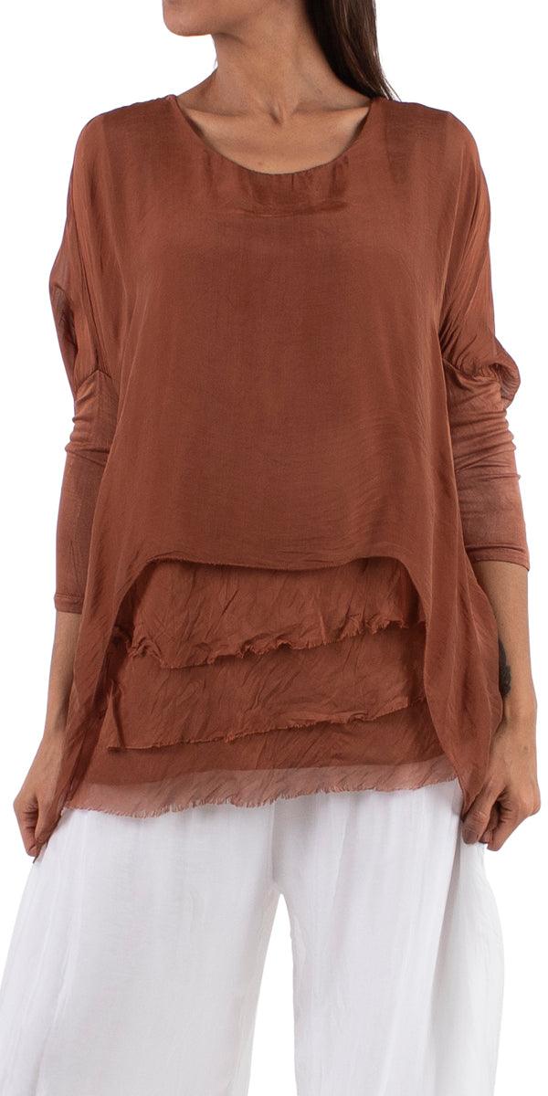 Sarno Silk Kaftan - Gigi Moda - Made in Italy # Comfortable fit, Cotton, Linen, made in italy, Short Sleeve top, Womens Clothing, Womens Tops