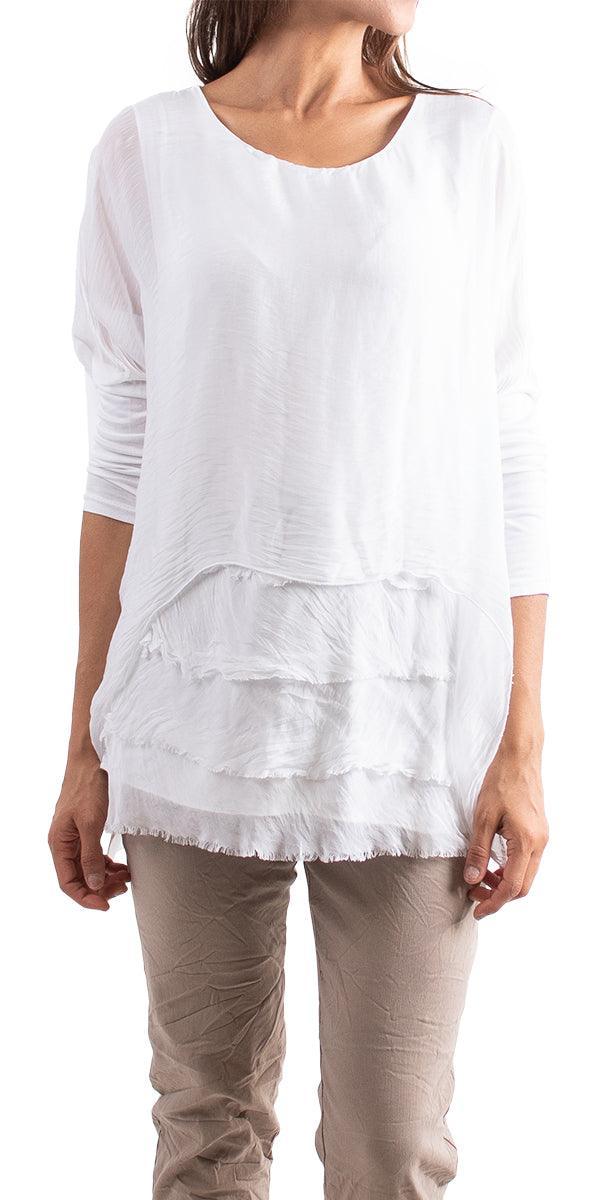 Sarno Silk Kaftan - Gigi Moda - Made in Italy # Comfortable fit, Cotton, Linen, made in italy, Short Sleeve top, Womens Clothing, Womens Tops
