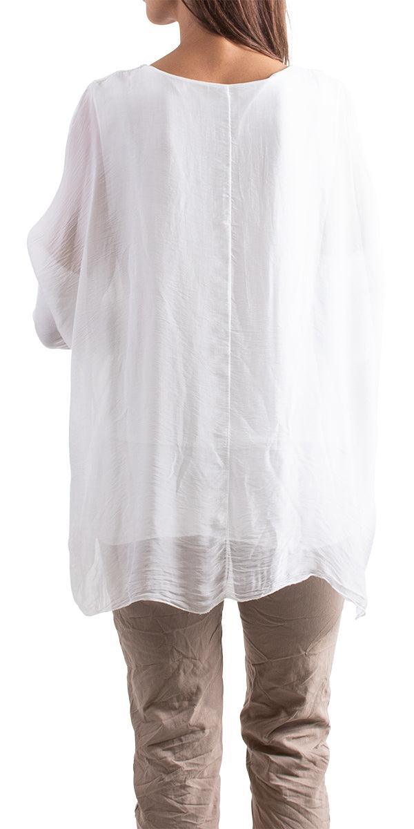 Sarno Silk Kaftan - Gigi Moda - Made in Italy # Comfortable fit, Cotton, Linen, made in italy, Short Sleeve top, Womens Clothing, Womens Tops