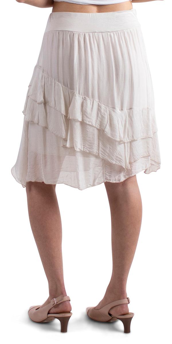La Ragazza Skirt - Gigi Moda - Made in Italy # 100% Silk, asymmetrical, asymmetrical skirt, elastic waistband, gigi moda, ruffled skirt, ruffles, skirt