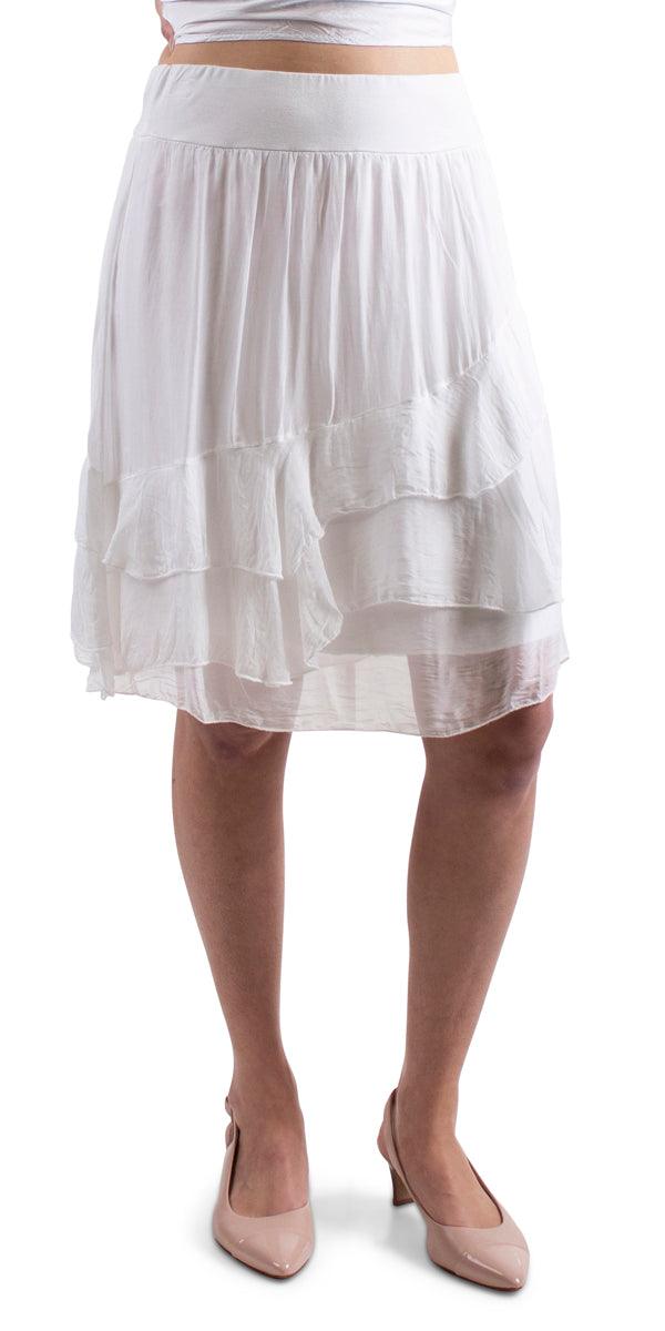 La Ragazza Skirt - Gigi Moda - Made in Italy # 100% Silk, asymmetrical, asymmetrical skirt, elastic waistband, gigi moda, ruffled skirt, ruffles, skirt