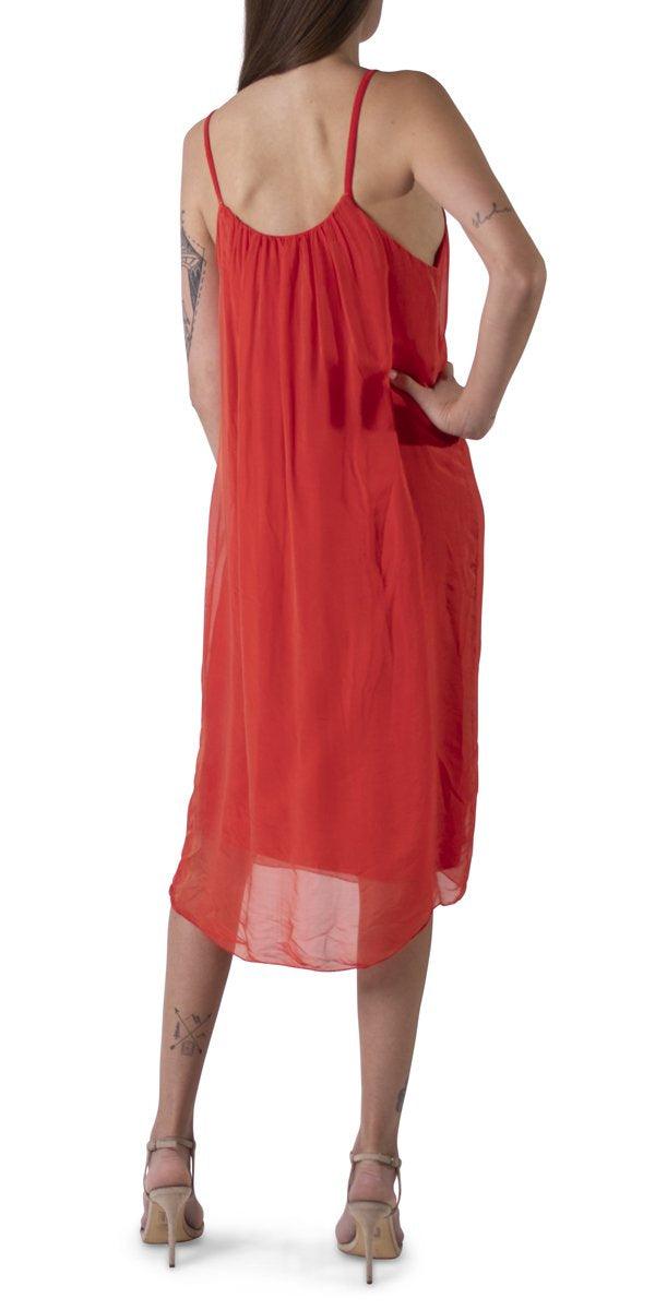 Jappy Silk Dress - Gigi Moda - Made in Italy # 100% Silk, dress, flowy, Italian Clothing, italian silk dress, knee length, knee length dress, midi dress, silk, silk dress, Spaghetti Strap, spaghetti strap dress, Spaghetti Straps