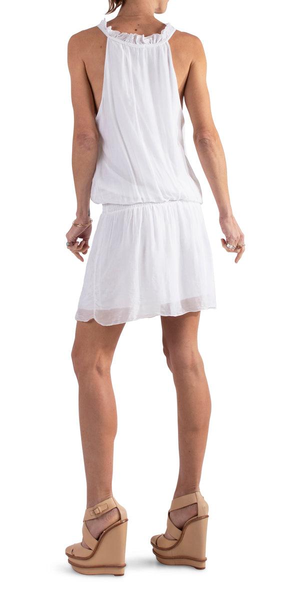 Mariola Dress - Gigi Moda - Made in Italy # Dress, drop waist, elastic, Gigi Moda, made in italy, one size, racer back, ruffle, silk, viscose, winter